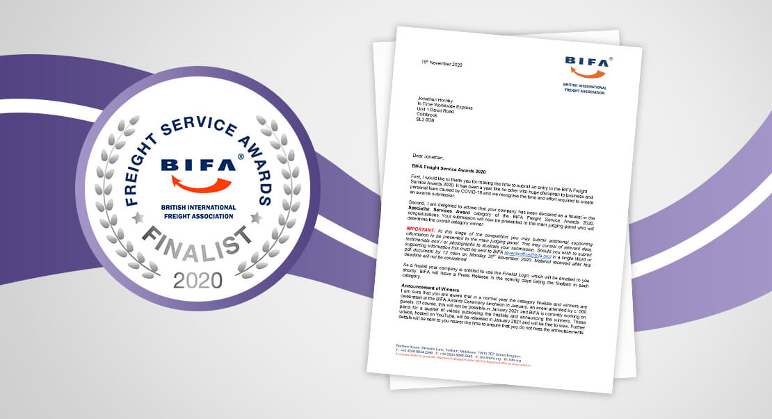 IN TIME (UK) finalist of the BIFA Specialist Services Awards 2020